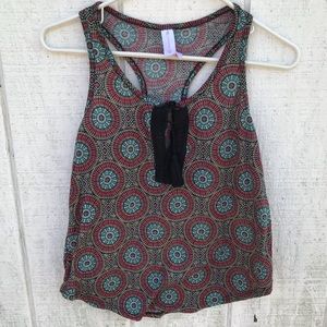 Bohemian turquoise & coral crocheted tie front